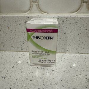 Phisoderm Fragrance Free Facial Cleansing Bar Soap 2 Bars Total 3.3 oz ea Clean